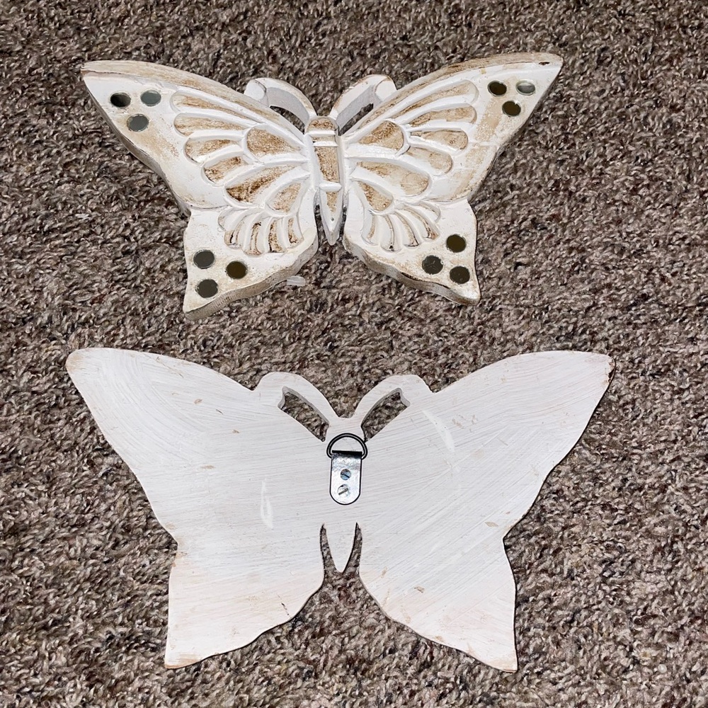 Wooden White Butterfly Wall Decor(Price for both)